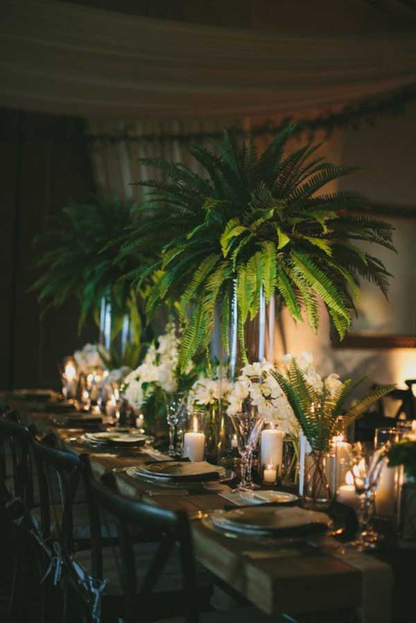 decoração com samambaia para casamento