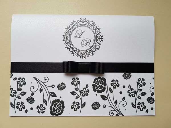 convite para casamento preto e branco