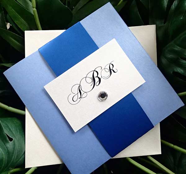 convite de casamento azul