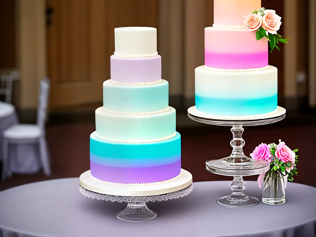 Imagens bolos casamento gradiente comestivel4